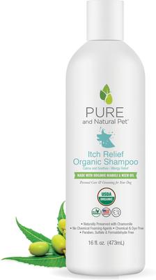 Champú orgánico para perros Itch Relief, botella de 16 onzas líquidas
