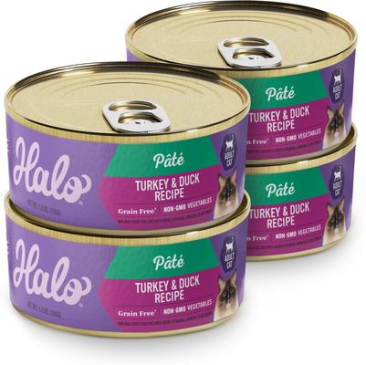 Turkey & Duck Recipe Pate Grain-Free Indoor Cat Canned Cat Food, 5.5-oz can, case of 4