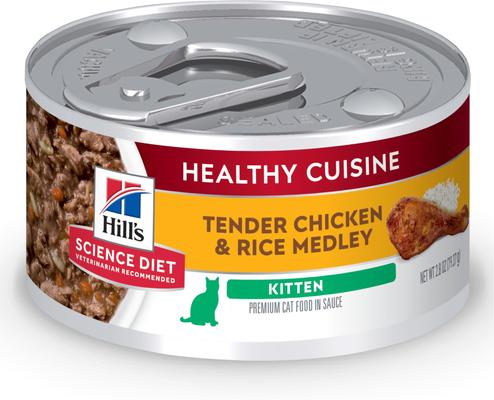 Kitten Healthy Cuisine Tender Chicken & Rice Medley Wet Cat Food, 2.8-oz can, case of 4