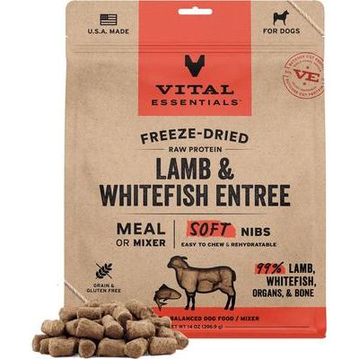 Alimento para perros liofilizado de pato crudo, entrada y mezcla de bocaditos suaves, bolsa de 14 oz