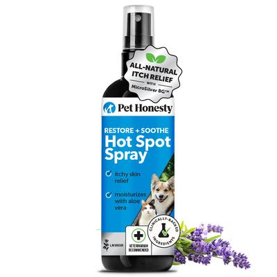 Spray para aliviar la picazón en zonas sensibles con aroma a lavanda Restore + Soothe para perros y gatos, botella de 4 onzas líquidas