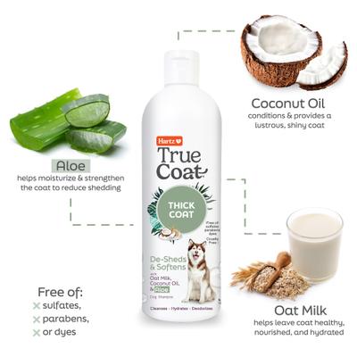 True Coat Thick De-Sheds & Softens with Oat Milk, Coconut Oil & Aloe Dog Shampoo, 16-fl oz bottle