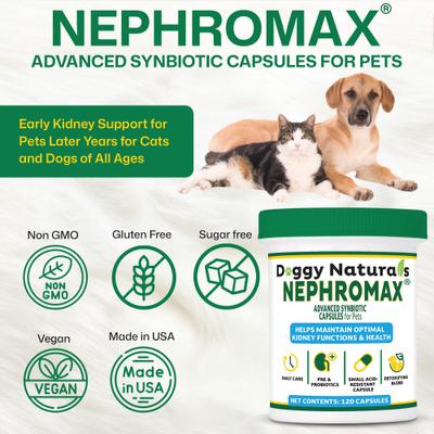 Synbiotic Capsules Kidney Support Supplement for Dogs & Cats, 120 count