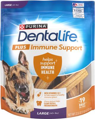 Plus Immune Support Chicken, Apple & Blueberry Flavor Large Dog Dental Treats, 19 count (original)