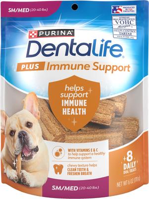 Plus Immune Support Chicken, Apple & Blueberry Flavor Small/Medium Dental Dog Treats, 8 count