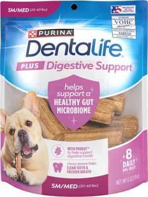 Plus Digestive Support Chicken & Pumpkin Flavor Small/Medium Dental Dog Treats, 8 count