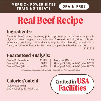 Power Bites Real Texas Beef Recipe Grain-Free Soft & Chewy Dog Treats, 6-oz bag
