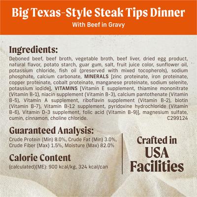 Chunky Grain-Free Wet Dog Food Big Texas Steak Tips Dinner, 12.7-oz can, case of 12