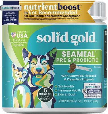 SeaMeal Probiotic Powder Digestive Support Food Topper Supplement for Dogs & Cats, 3.5-oz jar