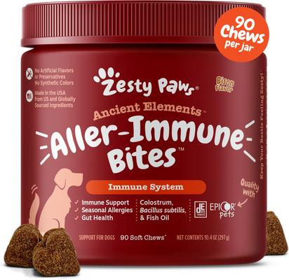 Ancient Elements Aller-Immune Bites Bison Flavored Soft Chews Allergy & Immune Supplement for Dogs, 90 count