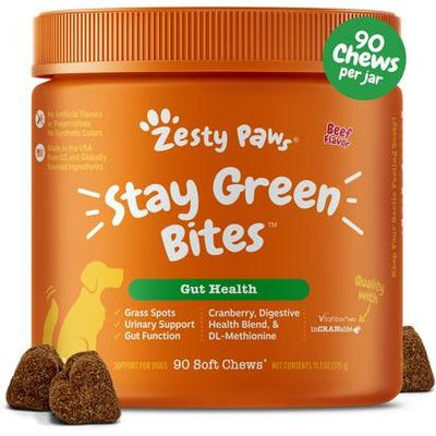 Stay Green Bites, Neutralizador de Orina y Suplemento Digestivo, Perros 90 chews