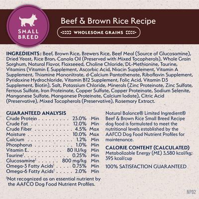 Limited Ingredient Beef & Brown Rice Small Breed Recipe Dry Dog Food, 12-lb bag