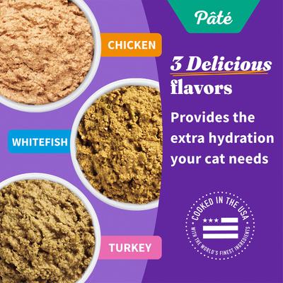 Chicken, Whitefish, Turkey Variety Pack Grain-Free Pate Adult Wet Cat Food, 5.5-oz can, case of 12