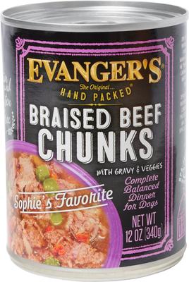 Comida enlatada para perros sin cereales, envasada a mano, en trozos de carne estofada con salsa, 12 oz, caja de 12