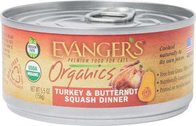 Comida enlatada para gatos Organics Turkey & Butternut Squash Dinner, 5.5 oz, caja de 24