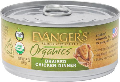 Organics Braised Chicken Dinner Canned Cat Food, 5.5-oz, case of 24