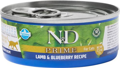 N&D Prime Lamb & Blueberry Grain-Free Wet Cat Food, 2.46-oz can, case of 24