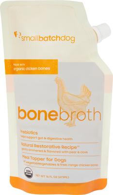Organic Shelf Stable Adult Chicken Bone Broth Grain-Free Liquid Wet Dog Food Topper, 16-fl oz bottle