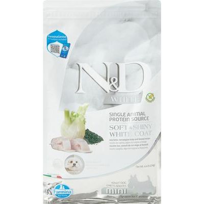 Alimento seco para perros N&D White Coat Canine Formula Adult GMO-Free Sea Bass, Fennel & Kelp Mini, bolsa de 4.4 lb