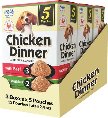 Chicken Dinner Salmon & Beef Wet Dog Food, 2.4-oz pouch, case of 15