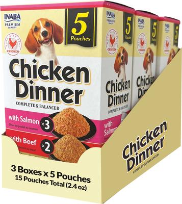 Chicken Dinner Cheese & Salmon Wet Dog Food, 2.4-oz pouch, case of 15