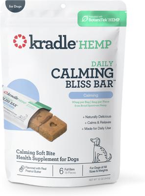 Bliss Bar - Suplemento calmante para perros con sabor a mantequilla de cacahuete, 6 unidades