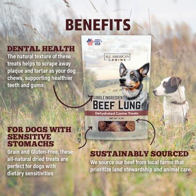 Beef Lung Dehydrated Dog Treats, 4 count