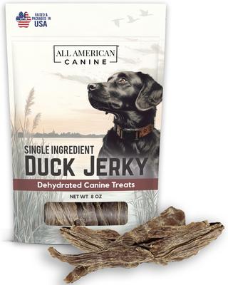 Golosinas de cecina de pato deshidratada para perros, 8 oz