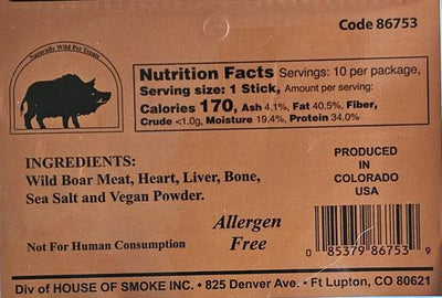 Wild Boar Stick Dehydrated Dog Treats, 10 count