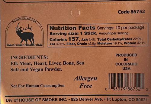 Elk Stick Dehydrated Dog Treats, 10 count
