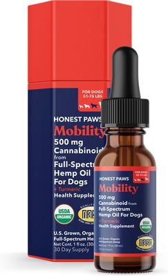 Full-Spectrum Hemp Oil Tincture for Dogs 51-74-lbs, 500-mg, Mobility Blend, 30-mL