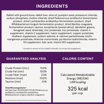 Frozen Absolutely Rabbit Morsels Grain-Free Frozen Cat Food, 1-lb bag, case of 4