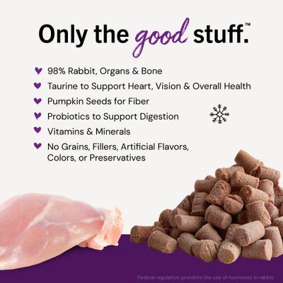 Frozen Absolutely Rabbit Morsels Grain-Free Frozen Cat Food, 1-lb bag, case of 4