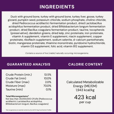 Frozen Duck Duck Goose Morsels Grain-Free Frozen Cat Food, 1.25-lb bag, case of 4