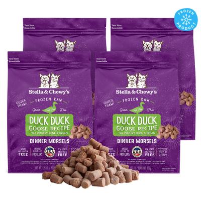 Frozen Duck Duck Goose Morsels Grain-Free Frozen Cat Food, 1.25-lb bag, case of 4