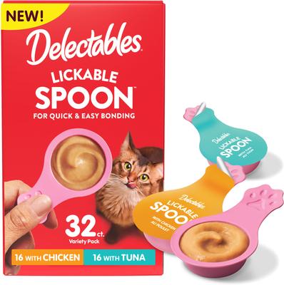 Delectables - Paquete variado de golosinas para lamer para gatos con pollo y atún, 32 unidades
