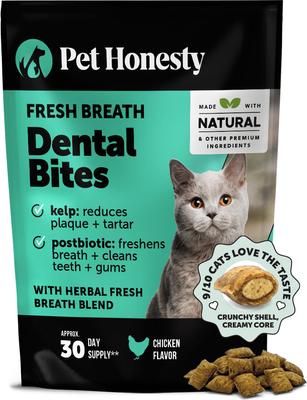 Fresh Breath Chicken Flavor Dental Bites Supplement for Cats, 3.7-oz pouch