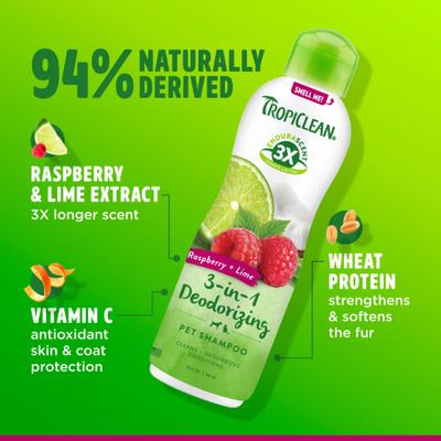 EnduraScent Raspberry Lime Scented Deodorizing Dog & Cat Shampoo, 20-fl oz bottle