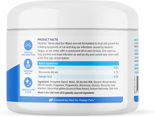 Oticbliss Medicated Dog Ear Wipes, 50 count