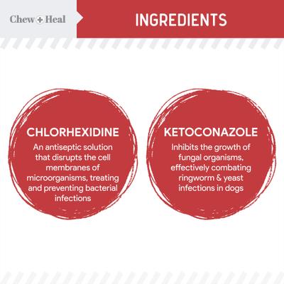 Toallitas antibacterianas y antifúngicas para el cuidado de perros y gatos con clorhexidina y ketoconazol (100 unidades)