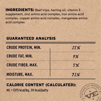 Tortitas crudas congeladas de callos de res sin cereales, golosinas para perros, sin cereales, bolsa de 6 lb