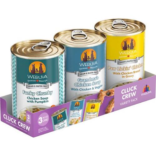 Alimento enlatado para perros sin pollo Just 4 Me, paquete variado, sin cereales, 14 oz, caja de 12
