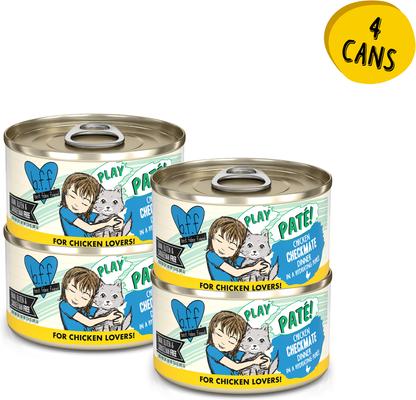 Play Pate Lovers Chicken Checkmate Grain-Free Wet Cat Food, 2.8-oz can, case of 4