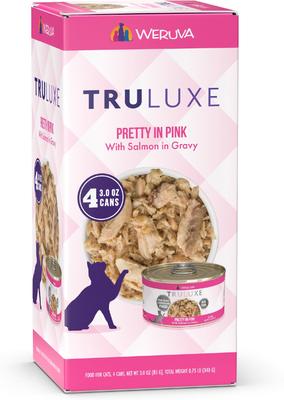 Truluxe Pretty In Pink Salmon in Gravy - Alimento húmedo para gatos sin cereales, 3 oz, caja de 24