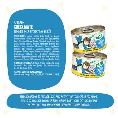 Play Pate Lovers Chicken Checkmate Grain-Free Wet Cat Food, 2.8-oz can, case of 4