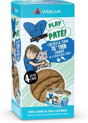 Play Pate Lovers Chicken & Tuna Til' Then Grain-Free Wet Cat Food, 5.5-oz can, pack of 8