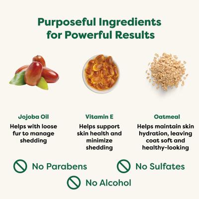 3-in-1 Deshedding Dog Shampoo & Conditioner, White Tea & Basil Scent, 16-fl oz bottle