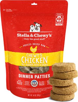 Comida cruda liofilizada para perros Chewy's Chicken Dinner Patties, bolsa de 14 oz