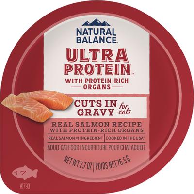 Ultra Protein Real Salmon Recipe with Protein-Rich Organs Cuts in Gravy Wet Cat Food, 2.7-oz cup, case of 10