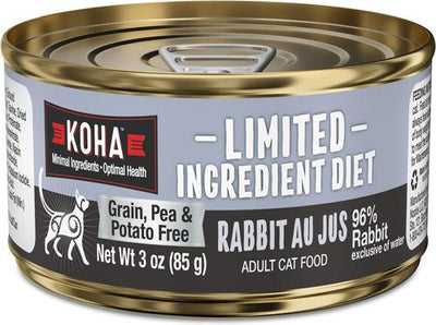 Limited Ingredient Diet Rabbit Au Jus Grain-Free Paté Wet Cat Food, 3-oz can, case of 24